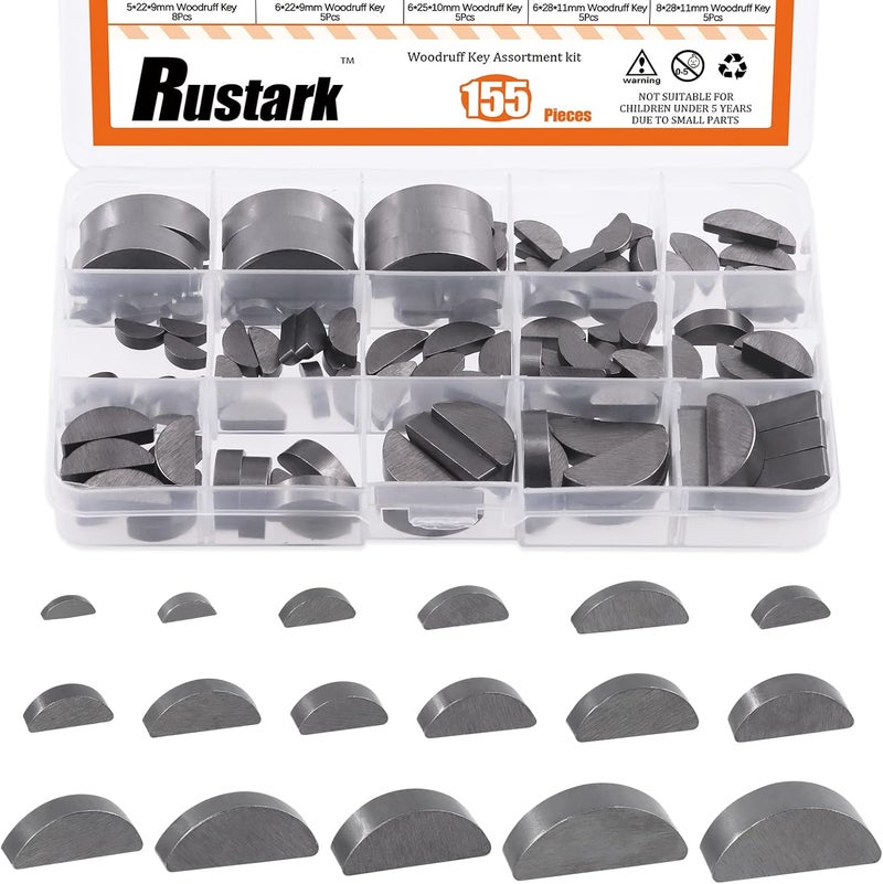 Rustark 155 قطعة 17 حجم مجموعة مفاتيح وودروف نصف دائرية - Image 1